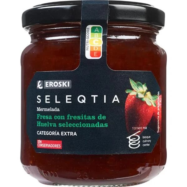 Mermelada con fresitas de Huelva Eroski SELEQTIA, frasco 230 g - 0.23 kg - Imagen del producto en Findit