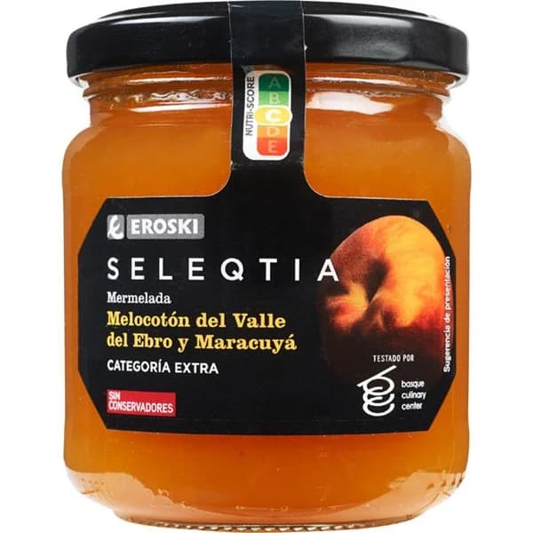 Mermelada de melocotón-maracuya Eroski SELEQTIA, frasco 230 g - 0.23 kg - Imagen del producto en Findit