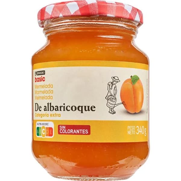 Mermelada de albaricoque EROSKI basic, frasco 340 g - 0.34 kg - Imagen del producto en Findit