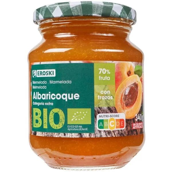 Mermelada de albaricoque EROSKI BIO/ECO, frasco 340 g - 0.34 kg - Imagen del producto en Findit