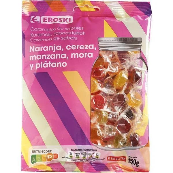 Caramelos surtidos EROSKI, bolsa 150 g - 1 ud - Imagen del producto en Findit