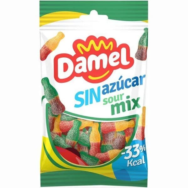 Gominolas sour mix sin azúcar DAMEL, bolsa 90 g - 1 ud - Imagen del producto en Findit