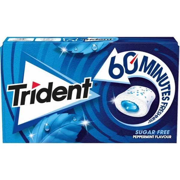 Chicle de menta 60 minutos Lc TRIDENT, paquete 22 g - 1 ud - Imagen del producto en Findit
