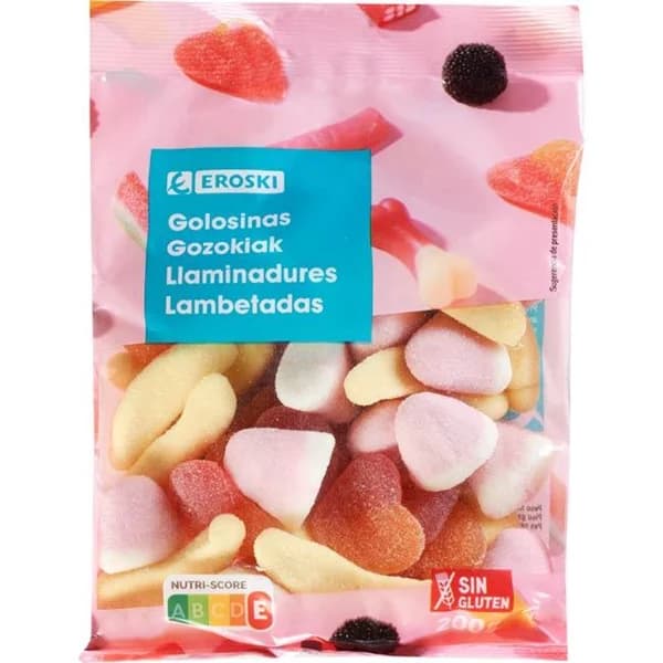Mix de golosinas con azúcar EROSKI, bolsa 200 g - 1 ud - Imagen del producto en Findit