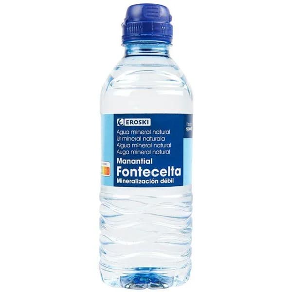 Agua mineral EROSKI, botellín tapón sport 33 cl - 0.33 l - Imagen del producto en Findit