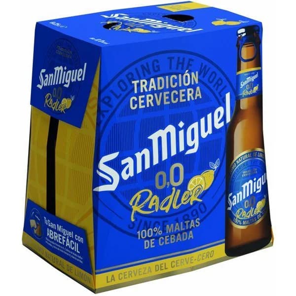 Cerveza 0,0 limón SAN MIGUEL, pack botellín 6x25 cl - 1.5 l - Imagen del producto en Findit