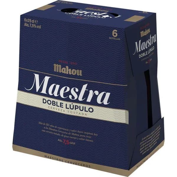 Cerveza MAHOU MAESTRA, pack botellín 6x25 cl - 1 ud - Imagen del producto en Findit