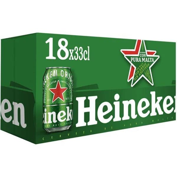 Cerveza HEINEKEN, pack lata 18x33 cl - 5.94 l - Imagen del producto en Findit