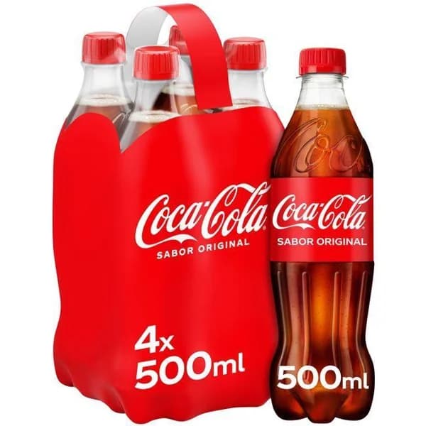 Refresco de cola regular COCA COLA, pack 4x50 cl - 2 l - Imagen del producto en Findit