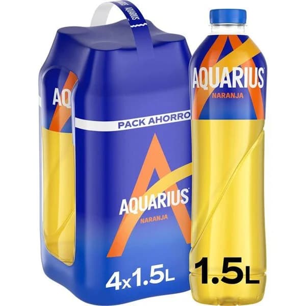 Bebida isotónica de naranja AQUARIUS, pack 4x1,5 litros - 6 l - Imagen del producto en Findit