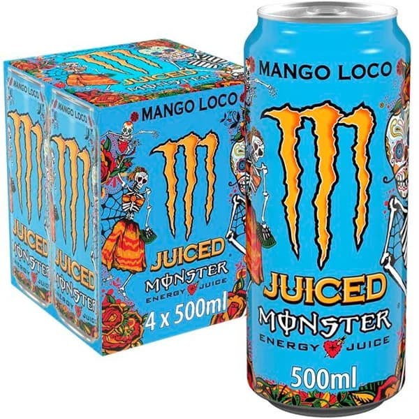 Bebida energética MONSTER MANGO LOCO, pack 4x50 cl - 2 l - Imagen del producto en Findit
