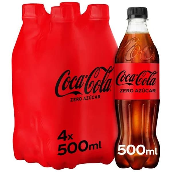 Refresco de cola COCA COLA Zero, pack 4x50 cl - 2 l - Imagen del producto en Findit