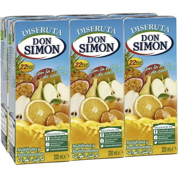Nectar sin azúcar multivitaminas DON SIMON, pack 6x20 cl - 1 ud - Imagen del producto en Findit