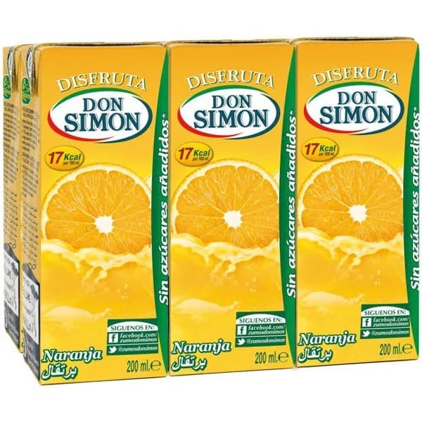 Néctar de naranja sin azúcar DON SIMON, pack 6x20 cl - 1 ud - Imagen del producto en Findit