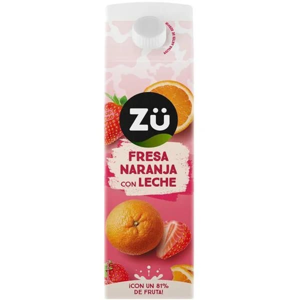 Bebida de zumo de fresa y naranja con leche ZÜ, brik 1 litro - 1 ud - Imagen del producto en Findit