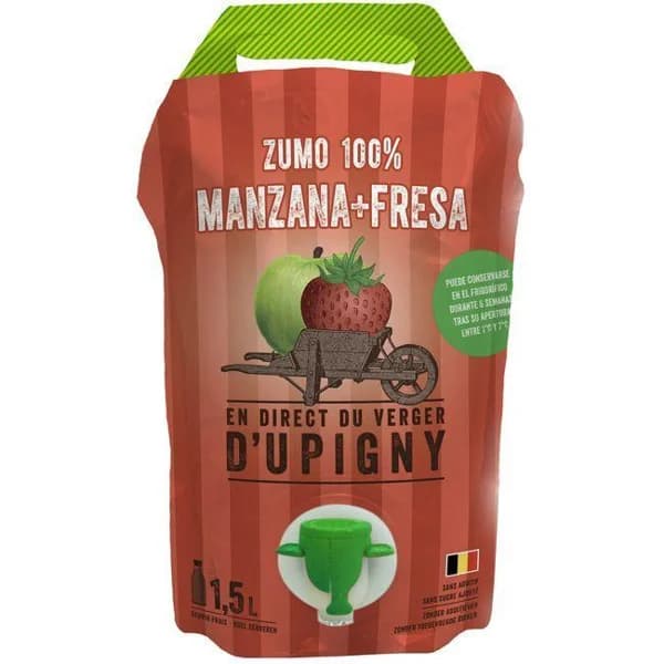 Zumo exprimido de manzana y fresa D'UPIGNY, bolsa 1,5 litros - 1 ud - Imagen del producto en Findit