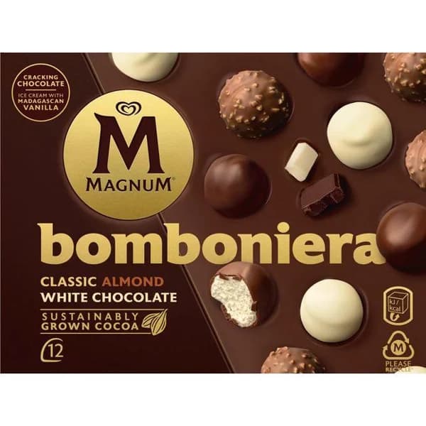 Helado Bomboniera MAGNUM, 12 uds, caja 104 g - 0.1 kg - Imagen del producto en Findit
