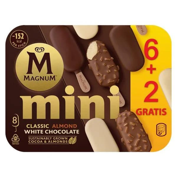 Helado mini clásico, almendrado y blanco MAGNUM, caja 352 g - 0.35 kg - Imagen del producto en Findit