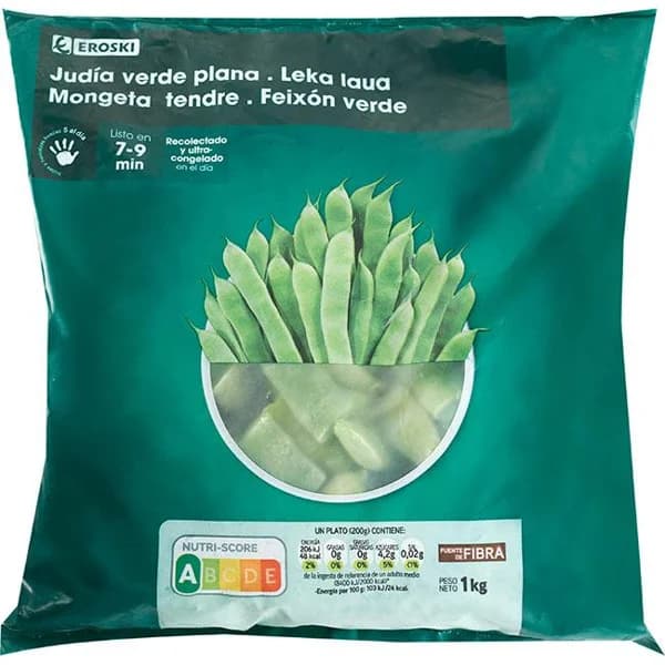 Judías verdes planas EROSKI, bolsa 1 kg - 1 kg - Imagen del producto en Findit
