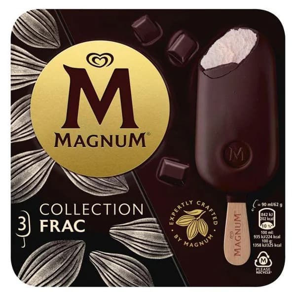 Helado Frac MAGNUM, 3 uds, caja 186 g - 0.19 kg - Imagen del producto en Findit