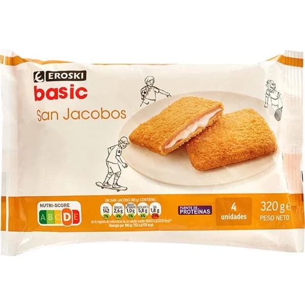 San jacobo EROSKI BASIC, pack 4x80 g - 0.32 kg - Imagen del producto en Findit