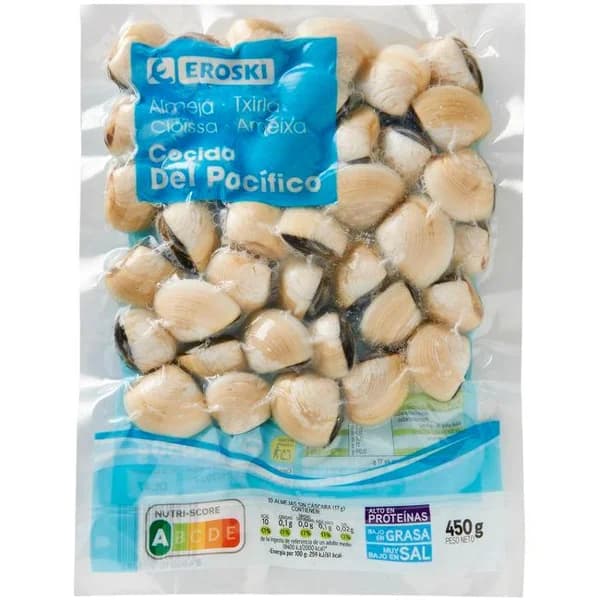 Almeja blanca 32/45 EROSKI, bolsa 450 g - 0.45 kg - Imagen del producto en Findit