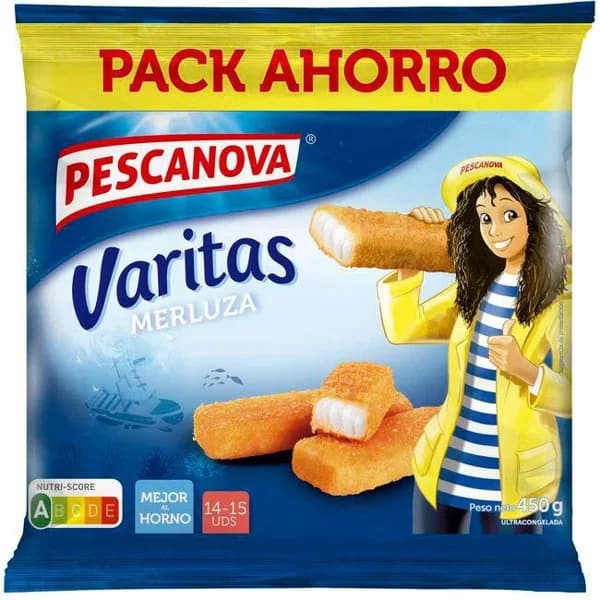 Varitas de merluza empanadas PESCANOVA, bolsa 450 g - 0.45 kg - Imagen del producto en Findit