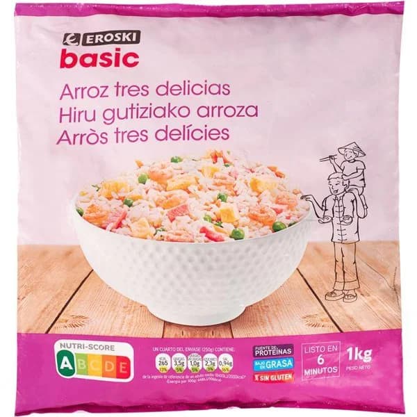 Arroz 3 delicias EROSKI basic, bolsa 1 kg - 1 kg - Imagen del producto en Findit
