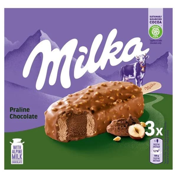 Bombón praliné MILKA, 3 uds, caja 201 g - 0.2 kg - Imagen del producto en Findit