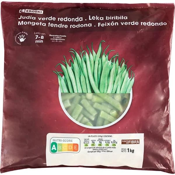 Judías verdes redondas EROSKI, bolsa 1 kg - 1 kg - Imagen del producto en Findit