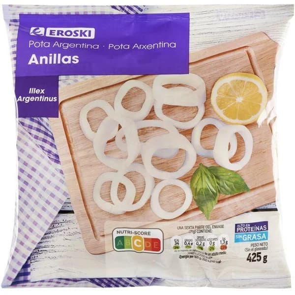 Anillas de pota EROSKI, bolsa 425 g - 0.42 kg - Imagen del producto en Findit