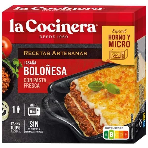 Lasaña a la boloñesa LA COCINERA, caja 280 g - 0.28 kg - Imagen del producto en Findit