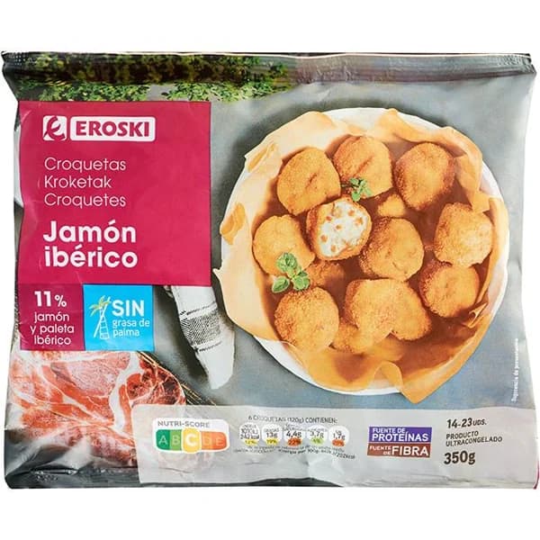 Croquetas de jamón ibérico EROSKI, bolsa 350 g - 0.35 kg - Imagen del producto en Findit