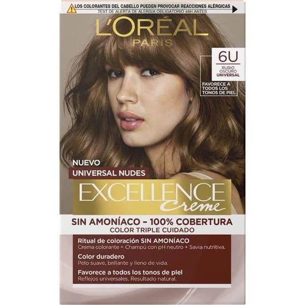 Coloración 6U rubio oscuro EXCELLENCE CREME, caja 1 ud - 1 ud - Imagen del producto en Findit