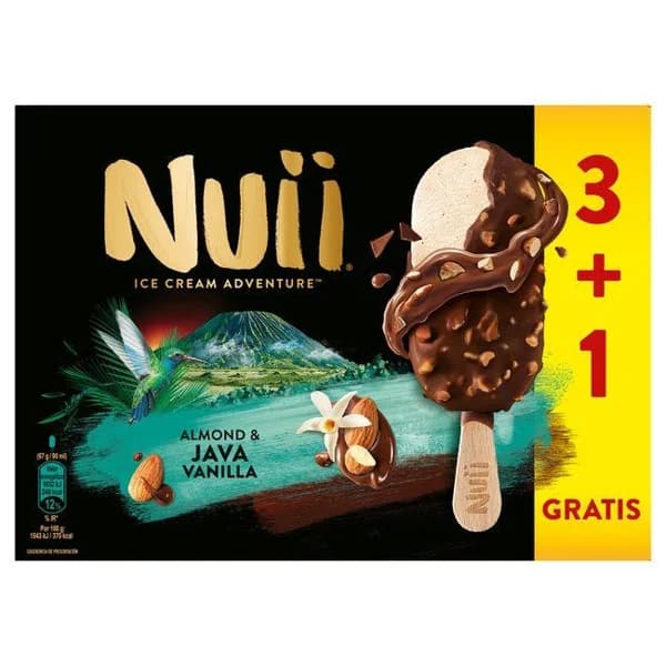 Helado almendrado con vainilla de java NUII, 3+1 uds, caja 268 g - 0.27 kg - Imagen del producto en Findit