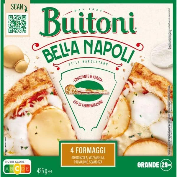 Pizza de 4 quesos Bella Napoli BUITONI, caja 425 g - 0.42 kg - Imagen del producto en Findit