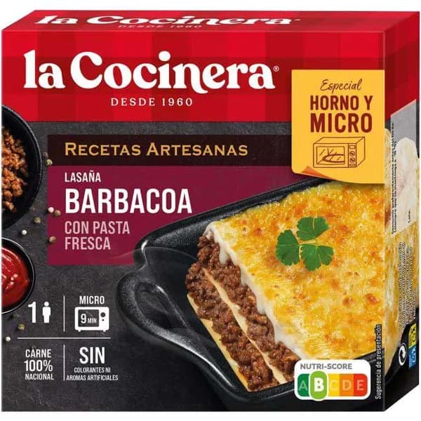 Lasaña a la barbacoa LA COCINERA, caja 280 g - 0.28 kg - Imagen del producto en Findit