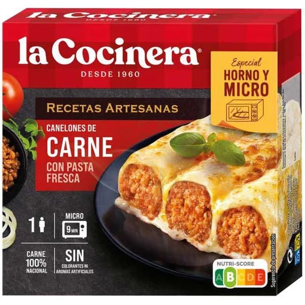Canelones de carne LA COCINERA, caja 280 g - 0.28 kg - Imagen del producto en Findit