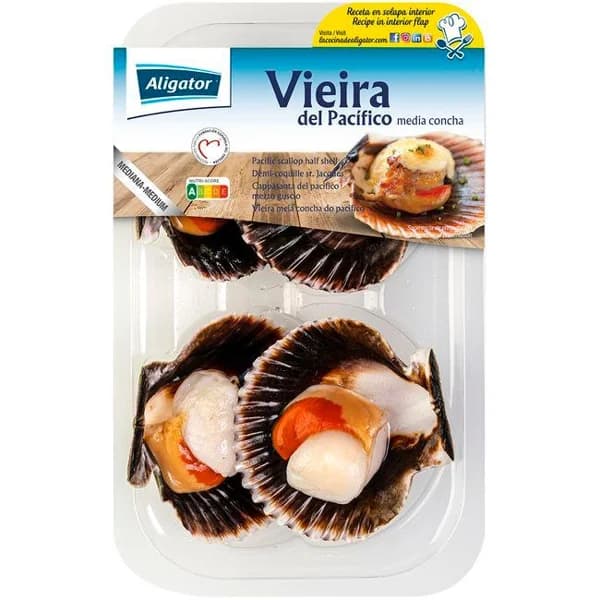 Vieira 1/2 concha ALIGATOR, bandeja 165 g - 0.17 kg - Imagen del producto en Findit