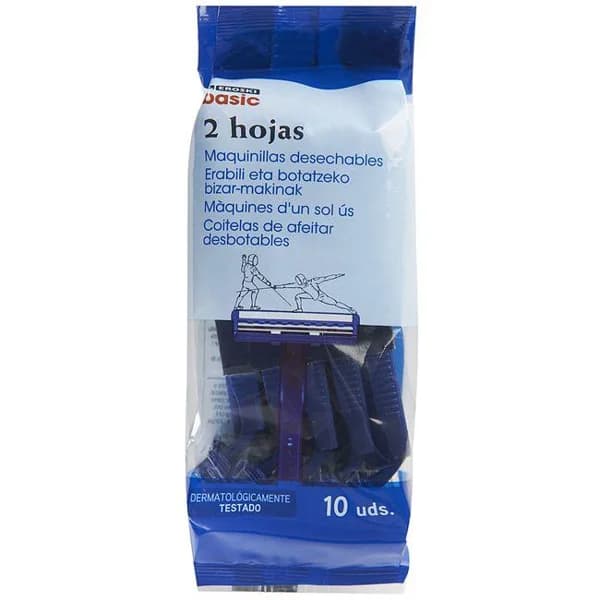 Maquinilla desechable 2 hojas EROSKI BASIC, paquete 10 uds - 10 ud - Imagen del producto en Findit