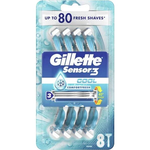 Maquinilla desechable GILLETTE Sensor 3 Cool, pack 8 uds - 1 ud - Imagen del producto en Findit