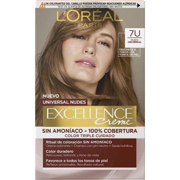 Coloración 7U rubio universal nudes EXCELLENCE CREME, caja 1 ud - 1 ud - Imagen del producto en Findit