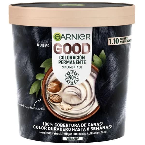 Tinte 1.10 negro midnight GARNIER GOOD VIBRATIONS, tarro 160 g - 1 ud - Imagen del producto en Findit
