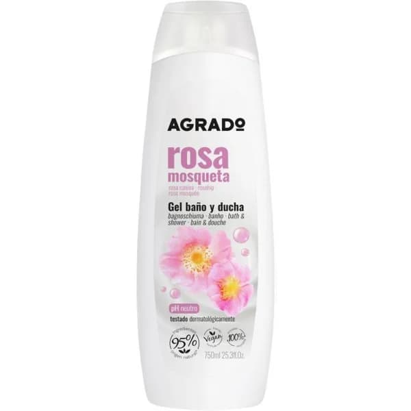 Gel baño&ducha rosa mosqueta AGRADO, bote 750 ml - 0.75 l - Imagen del producto en Findit