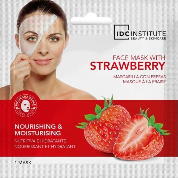 Mascarilla facial tisue biodegradable fresa IDC, pack 1 ud - 1 ud - Imagen del producto en Findit