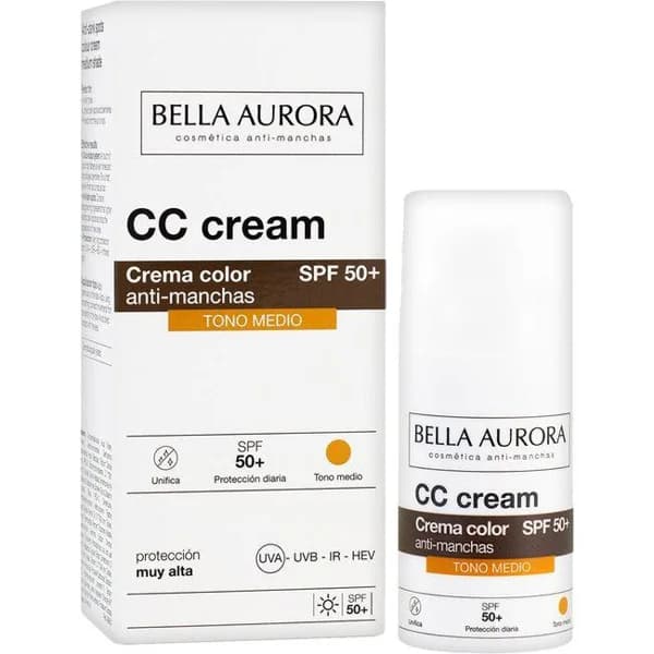 CC cream SPF50+ tono medio BELLA AURORA, dosificador 30 ml - 1 ud - Imagen del producto en Findit