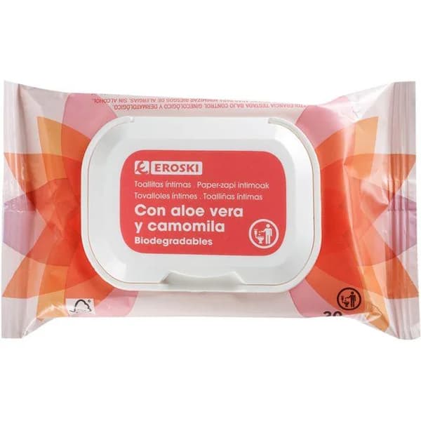 Toallitas íntimas EROSKI BIO, paquete 20 uds - 20 ud - Imagen del producto en Findit