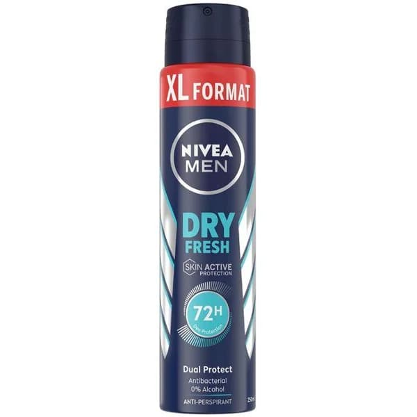 Desodorante para hombre dry fresh NIVEA, spray 250 ml - 1 ud - Imagen del producto en Findit