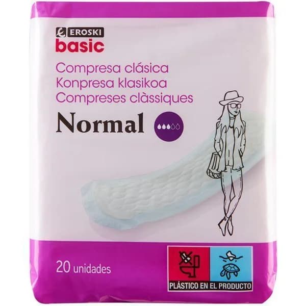 Compresa gruesa EROSKI, paquete 20 uds. - 1 ud - Imagen del producto en Findit