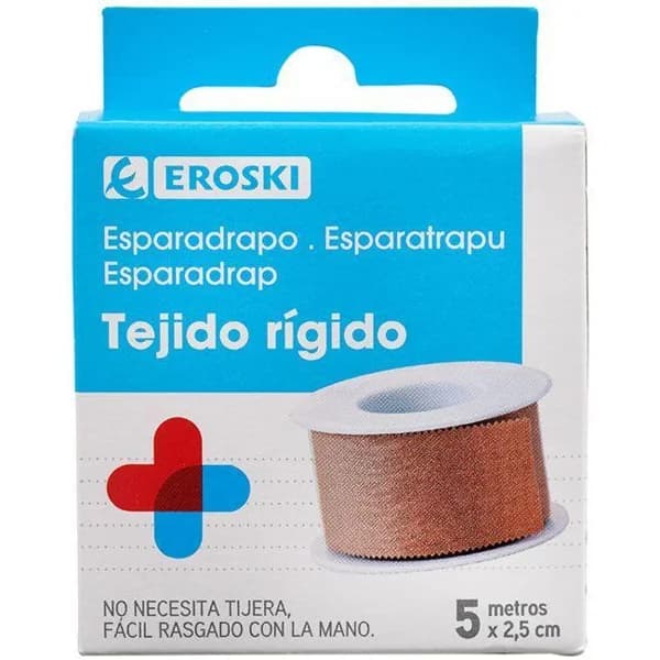 Esparadrapo tejido 2,5 cm EROSKI, pack 1 ud - 1 ud - Imagen del producto en Findit